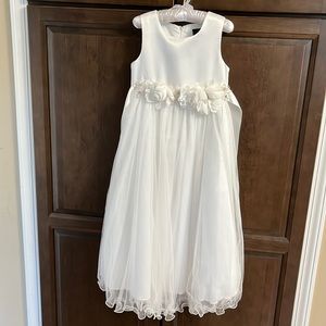 Flower Waist Satin/Tulle Dress